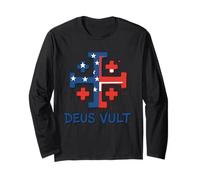 Catholic Knight Templar Crusader Cross American Flag Long Sleeve T-Shirt