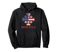 Catholic Knight Templar Crusader Cross American Flag Pullover Hoodie