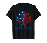 Catholic Knight Templar Crusader Cross American Flag T-Shirt