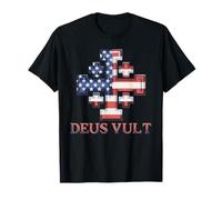 Catholic Knight Templar Crusader Cross American Flag T-Shirt