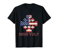 Catholic Knight Templar Crusader Cross American Flag T-Shirt