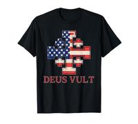 Catholic Knight Templar Crusader Cross American Flag T-Shirt