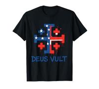 Catholic Knight Templar Crusader Cross American Flag T-Shirt