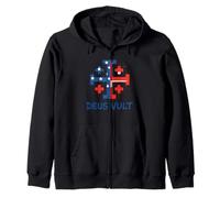 Catholic Knight Templar Crusader Cross American Flag Zip Hoodie