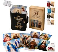 Catholic Leather Holy Card Holder - Pocket Prayer Card Holder Organizer With Snap Closure, Hold Up to 54 Catholic Prayers Cards Devotional Cards Case for Mass, Religious Christian Prayer Gifts-Black