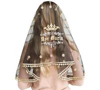 Catholic Mantilla Mass Infinity Veil Church Lace Veil Spanish Chapel Mass Head Covering Veil Long AveMaria (Gold/Black)