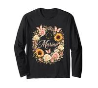 Catholic Marian Our Lady Floral Wreath Twelve Stars Roses Long Sleeve T-Shirt