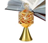 Catholic or Orthodox Style Ornate Incense Burner - Hollow Gold Incense Holder for Temple or Home | Sacred Decoration for Prayer, Relaxation, Meditation or Scented Atmosphere
