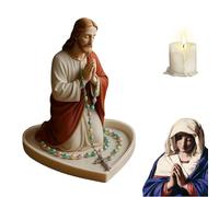 Catholic Our Lady of Lourdes Statue - Blessed Virgin Mary Figure, Tabletop Rosary Holder & Holy Water Font, Handmade Religious Gift for Mom, 15cm H (B)