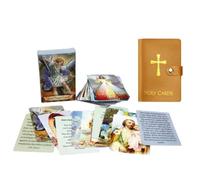 Catholic Prayer Cards Set, Portable Holy Card Holder Case with Snap Closure, Gold Cross and HOLY CARDS Text, 3.5 x 2.4 in Card Storage, ID Case for Mass, Daily Prayer, Travel and Religious Gifts