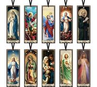 Catholic Religious Bookmarks: 20 Pcs Christian Book Mark Set, 10 Distinct Designs with 5m Black Ties, Sacred Artwork for Bible Study, Church Events and Faith-Based Gift Giving