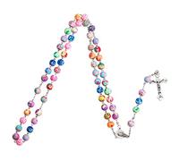 Catholic Religious for Crucifix Pendant Rosary Necklace Beads Chain Sweater Chain Jewelry for Women