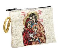 Catholic Rosary Bag, Embroidery, Jesus Rosary Case for Men and Women, Coin Purses, Rosary Holder, Zip, Jewellery Bag for Travel, Christmas, Style1, 7.2*6.6cm