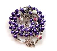 Catholic Rosary Necklace - Ceramic Pearl Beads with Holy Figure Charm for Prayer, Daily Wear, Spiritual Occasions, Catholic Devotees & Faithful Followers