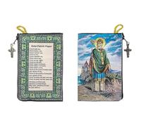 Catholic Rosary Pouch, St. Benedict & St. Patrick, 4" x 6" Jewelry & Coin Purse with Cross - Rosary Holder For Prayer Beads, Bolsa de Rosario Catolico, St. Patrick - Prayer, Zipper Pouch