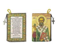 Catholic Rosary Pouch, St. Patrick Irish Rosary Case With Prayer From His Breastplate, 4" x 6" Jewelry & Coin Purse with Cross - Rosary Holder For Prayer Beads, Bolsa de Rosario Catolico