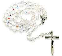 Catholic Rosary with Crystal Glass Beads | Great Religious Gift for First Holy Communion, Confirmation, and Weddings | Marian Devotional | Made in Italy, Glass