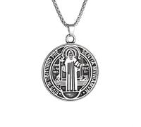 Catholic Saint Benedict Exorcist Reversible Pattern Cross Pendant Necklace Men Women Exorcist Priest Faith Amulet Jewelry Gift