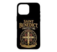 Catholic Saint Benedict Protect Me Faith Gift Case for iPhone 16 Pro Max