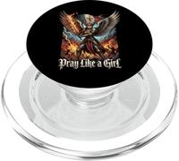 Catholic Saint Pray Like A Girl Women PopSockets PopGrip for MagSafe