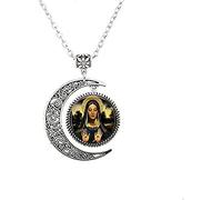 Catholic Saint Saint Lucia - Saint Lucy - Patron Saint of Eyesight - Eyeballs - Catholic Saint Moon Necklace - Glass Photo Charm Jewelry - Birthday Festival Gift