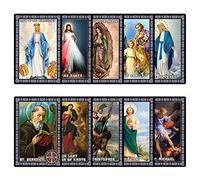 Catholic Saints Set of 10 Holy Prayer Cards, Catholic Religious Gifts for Women, Men, Mother, Father, Godfather, Godmother Gifts from Godson Goddaughter