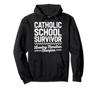 Catholic School Survivor Funny Kneeling Marathon Champion Pullover Hoodie