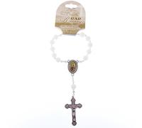 Catholic Silver chain rose flower shape luminous single decade pocket car rosary beads St. Christopher