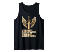 Catholic St. Michael Archangel Defend Us in Battle Rustic Tank Top