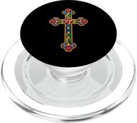 Catholic Stained Glass Cross Religious Christmas PopSockets PopGrip for MagSafe