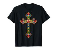 Catholic Stained Glass Cross Religious Christmas T-Shirt