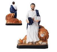 Catholic Statues | Christian Realistic Desk Decor - Jesus and Lion Statue Collectible Figurines,for Bedroom Living Room Office Birthday Housewarming Christmas Easter