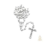 Catholic Town 8mm crystal beads, Our Lady of Charity "Virgen de la Caridad del Cobre" Rosary with Jerusalem Crucifix cross (Available colors: Black, Blue, Clear, Red, White and Yellow), Zinc, No