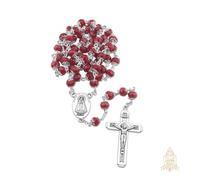 Catholic Town 8mm crystal beads, Our Lady of Charity "Virgen de la Caridad del Cobre" Rosary with Jerusalem Crucifix cross (Available colors: Black, Blue, Clear, Red, White and Yellow), Zinc, No