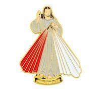 Catholic Town Divine Mercy Lapel Pin "Jesus I Trust in You" Small Gold Tone with Color (DMP-G)
