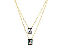 Catholic Town Sacred Heart of Jesus Christian and Our of Lady of Mount Carmel Stainless Steel Scapular (Available colors: Gold and Silver), Stainless Steel, No Gemstone
