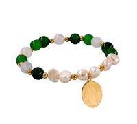 Catholic Town St. Jude Thaddeus Bracelet with Stainless Steel Medal and Pearl beads (SSBSJT-DGWG)