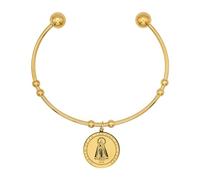 Catholic Town Stainless Steel Religious Cuff Bangle Ball Ends Bracelet with Our Lady of Charity "Virgen de la Caridad del Cobre" medal (Gold & Silver color available), Standard, Stainless Steel, no