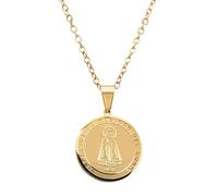 Catholic Town stainless steel Virgen de la Caridad del Cobre Medal Necklace (Available in Gold and Silver colors), Stainless Steel, No Gemstone