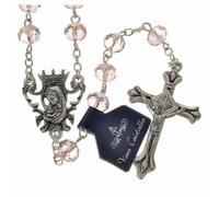 Catholic Virgin Mary Pink Shiny Crystal Beads Women Rosary Blessed by Pope