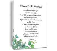 Catholic Wall Art: Prayer to St Michael the Archangel on Canvas, Divine Protection Print for Living Room, Bedroom & Home Office Decor(Framed,16x24inch(40x60cm))