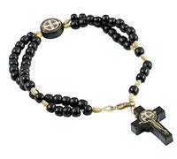 Catholica Shop San Benito Saint Benedict Medal Rosary Bracelet (Black Medal/Cross)