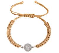 Catholicism Benedict Crossed Adjustable Handwoven Wristchain Baptism Men Women Flat Knot Jewelry