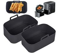 Cathpetic 2PCS Ninja Double Stack XL 9.5L SL400UK Air Fryer Liners,Large Capacity Silicone Liners Accessories Especially for Ninja Stacked Airfryer SL400UK Black