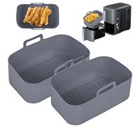 Cathpetic 2PCS Ninja Double Stack XL 9.5L SL400UK Air Fryer Liners,Large Capacity Silicone Liners Accessories Especially for Ninja Stacked Airfryer SL400UK Grey