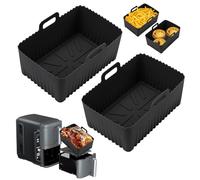 Cathpetic 2PCS Ninja Double Stack XL 9.5L SL400UK Air Fryer Liners,Upgrade Deepening Depth Large Capacity Silicone Liners Accessories for Ninja Stacked Airfryer SL400UK Black