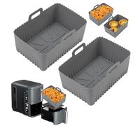 Cathpetic 2PCS Ninja Double Stack XL 9.5L SL400UK Air Fryer Liners,Upgrade Deepening Depth Large Capacity Silicone Liners Accessories for Ninja Stacked Airfryer SL400UK Grey