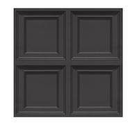 Cathpetic 3D Effect Wallpaper 9.5×0.53m - Black Wooden Door Panel Embossed for Living Room, Bedroom, Kitchen, Front Room - Non Woven Fabric, Modern