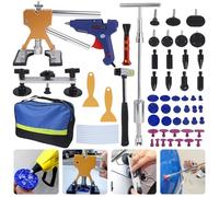 Cathpetic 66pcs Dent Removal Repair Kit,Paintless Car Dent Puller Tool Kit for Large and Small Dents Removal,Equipped with T-Puller,Bridge-Puller,Alloy Handle Puller,Hot Gun,Suction Cup Patch