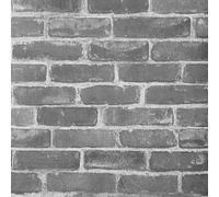 Cathpetic Black Grey Brick Wallpaper Textured Vintage Rustic 3D Brick Effect Wallpaper for Fireplace Living Room Bedroom Kitchen Cafe Decoration,53 x 950cm 1 Roll